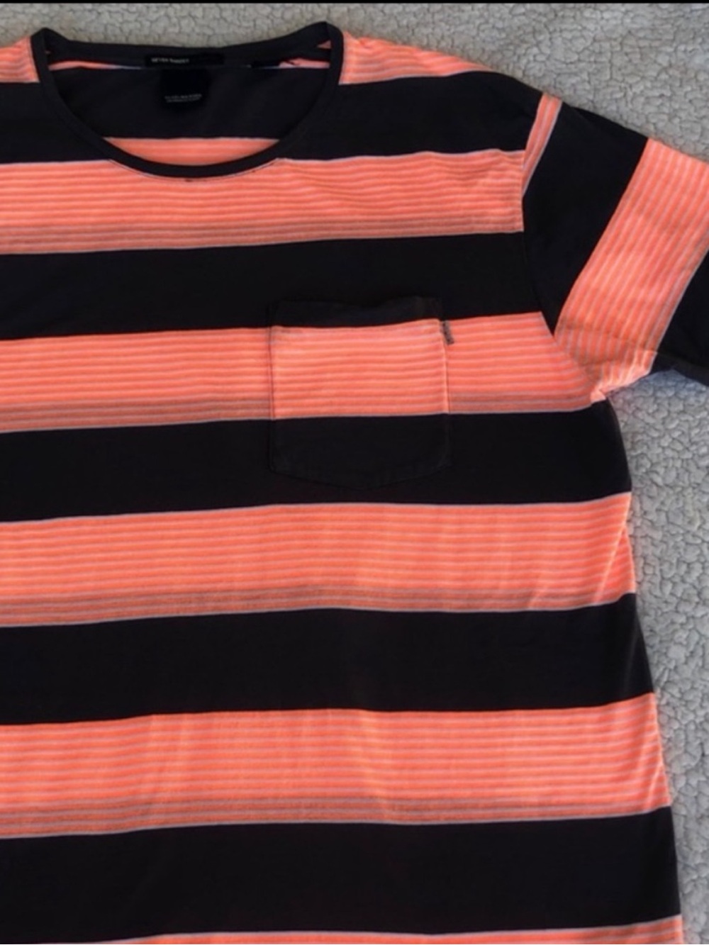 Scotch & Soda t-shirt tee striped orange & navy stripe short sleeve men’s medium